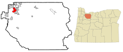 Clackamas County Oregon Incorporated and Unincorporated areas West Linn Highlighted